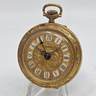 ANTIQUE SWISS MADE FANCY GOLD TONE ALARM POCKET WATCH BREVET LEXINGTON