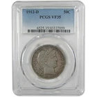 1912 D Barber Half Dollar VF 35 PCGS Silver 50c Coin