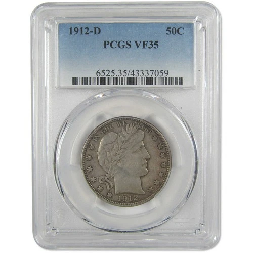 1912 D Barber Half Dollar VF 35 PCGS Silver 50c Coin