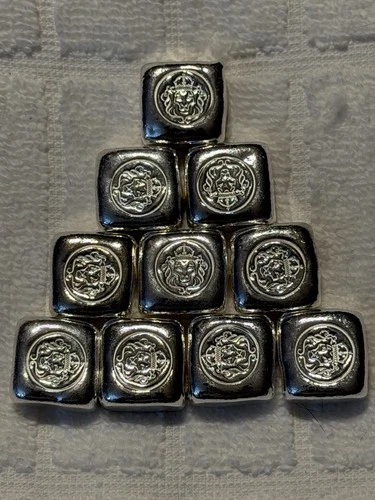 10 x 1 oz Square .999 Silver Bars - Hand Poured Solid Silver Bullion