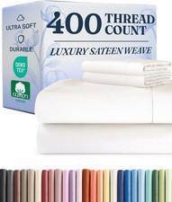 400 Thread Count Cotton Bed Sheet Set, California King, White