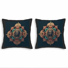 Set of 2 18x18in Throw Pillow Covers - Intricate Mandala Design