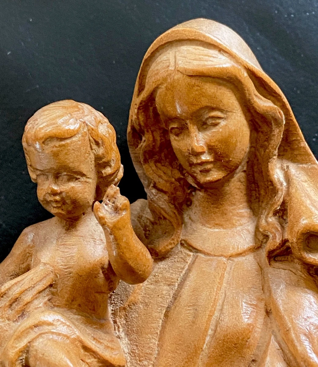 Alte Holzgeschnitzte Figur - Maria mit Jesuskind - geschnitzt für die Wand