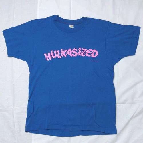 Vintage Hulk Hogan T-Shirt Blue Hearts 80s Used Screen Stars Size L - Picture 2 of 3