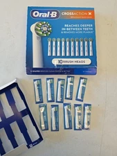 Oral-B Cross Action X - Replacement Brush Heads-  10 Count NEW WH11B 