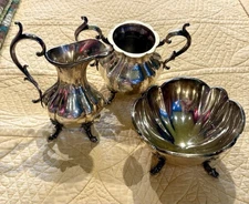 3-Pc Reed&Barton Victorian Silver plate Creamer/Waste/Sugar BOWLS 1795 Winthrop