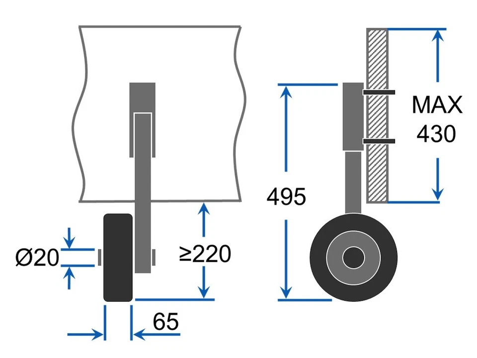Heckräder Slipräder Schlauchbooträder Transporträder klappbar Edelstahl ET200 - Bild 2 von 3