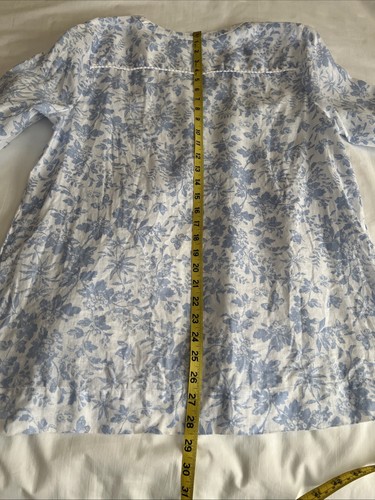J Jill Love Linen Women's M Blue Floral Pleat Long Sleeve Popover Tunic B79 - Picture 11 of 15
