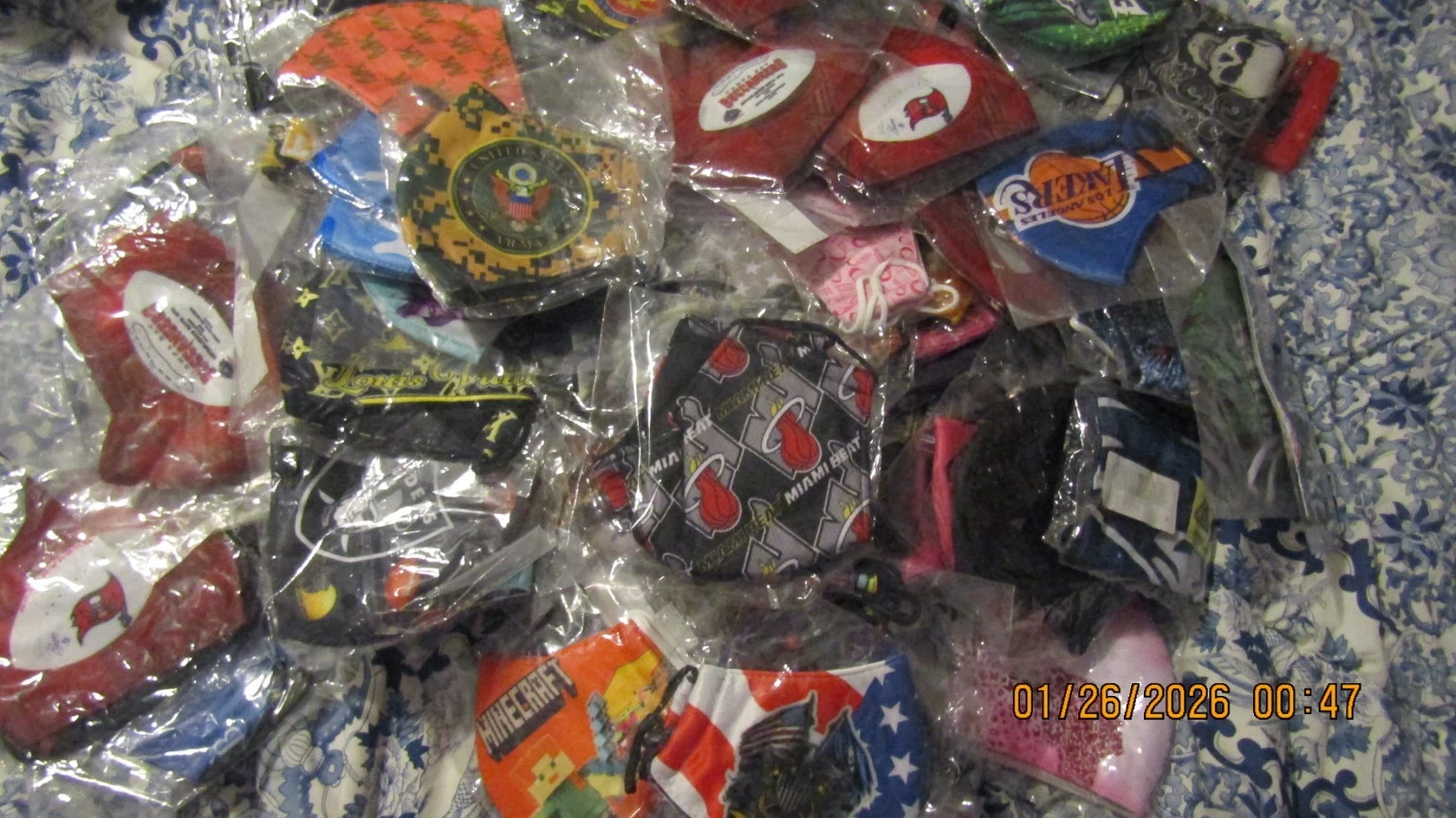 New Random Lot of 30 Reusable Cloth Face Masks Washable Trump Jordan Adult Kids