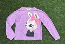 H M Size 6-7 years purple Long Sleeve Easter Bunny Sweater In good condition