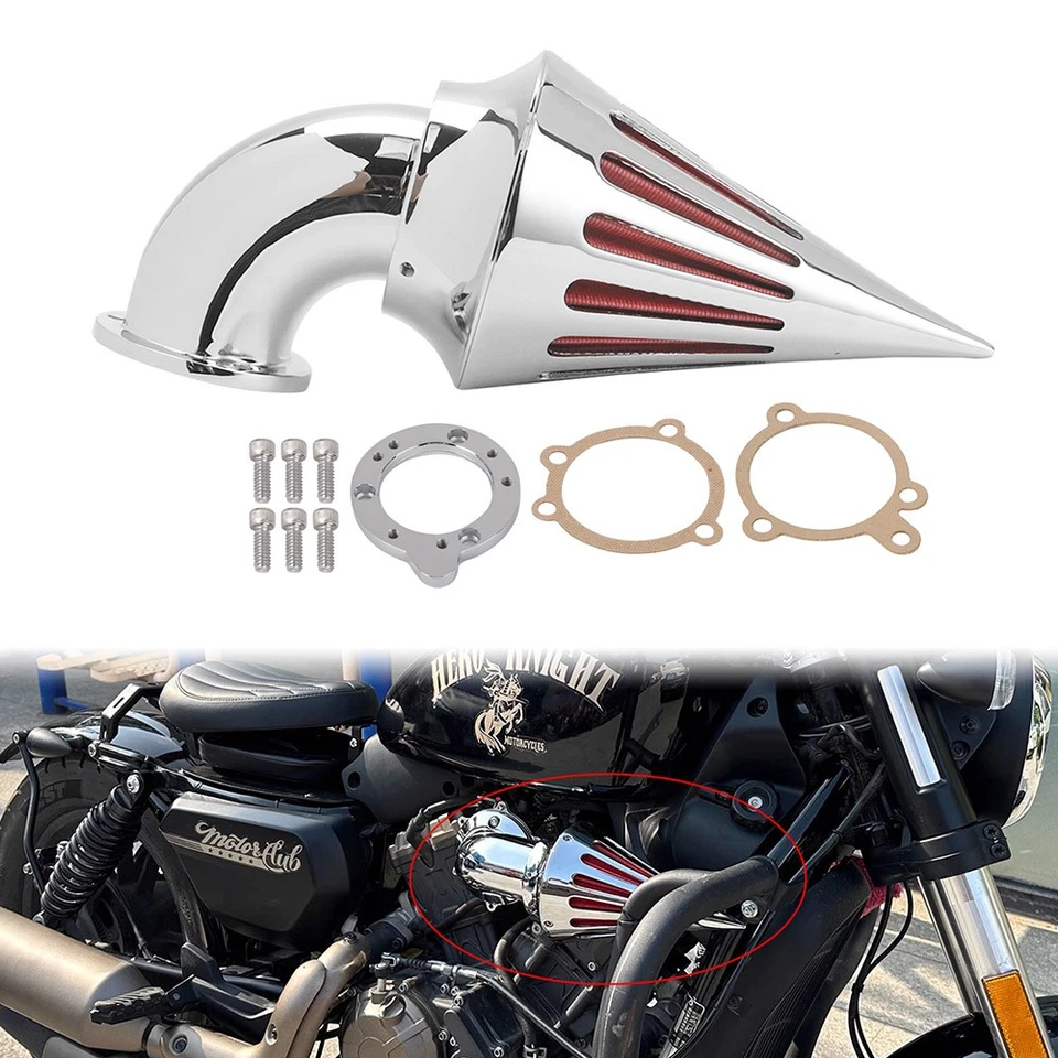 Chrome Spike Air Cleaner Intake Filter Motorcycle For Harley Sportster 883 1200 - Image 4 of 4