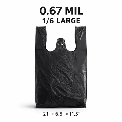 #ad Bags 1 6 Large 21 x 6.5 x 11.5 BLACK T Shirt Plastic Grocery Bags 0.67 Mil $599.99