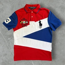Ralph Lauren Polo Men's Small Blue Red White Yacht Club Color block Shirt
