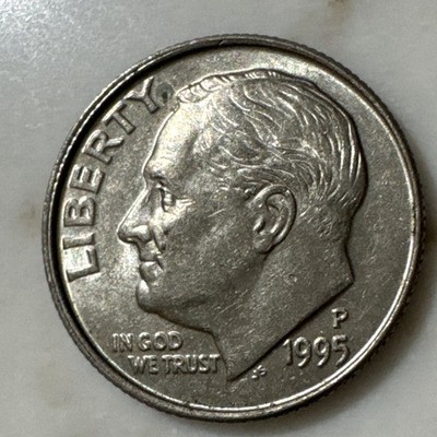 1995  P  Roosevelt Dime Rare flipped Rim & Extreme Die Clash Coin Errors