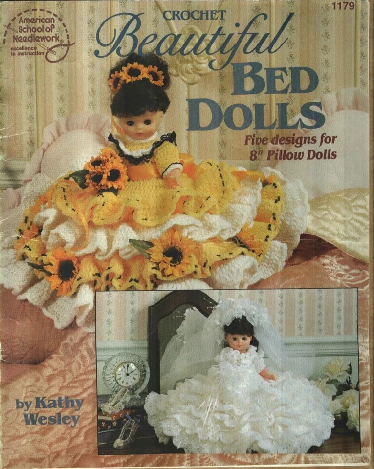 NEW BEAUTIFUL BED DOLLS 5 GORGEOUS DESIGNS CROCHET PATTERN BOOK HTF - Image 2 of 2