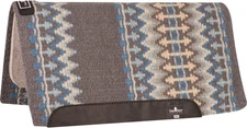 Classic Equine Wool Top 3/4-inch Saddle Pad 34x38 Charcoal-Malibu Blue OS