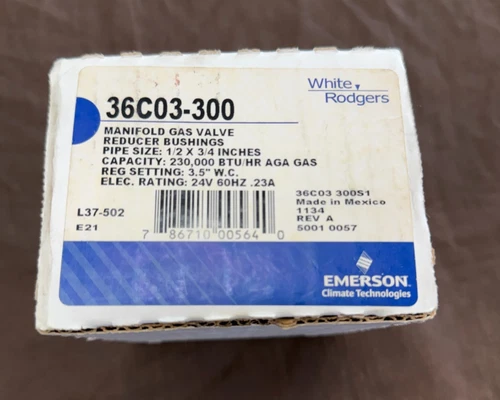 Emerson 36C03-300 White-Rodgers 36C03-333 36CO3-300 Furnace Boiler Gas Valve