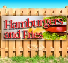 HAMBURGERS AND FRIES Advertising Vinyl Banner Flag Sign Many Sizes USA
