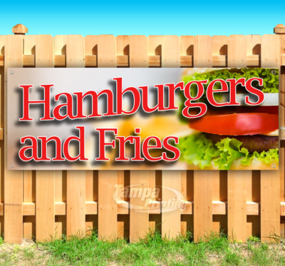 HAMBURGERS AND FRIES Advertising Vinyl Banner Flag Sign Many Sizes USA