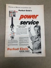 Perfect Circle "Power Service" Piston Rings & Bearings--vintage original 1955 ad