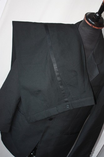 Vtg FH Etiquette black tuxedo evening 2 piece suit 38R W 32 L 30 revival - Picture 2 of 15