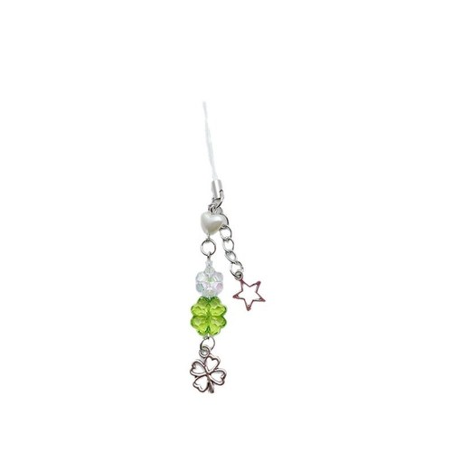 Green Four-leaf Clover Beaded Keychain Summer Lucky Grass Phone Charms Girls - Picture 8 of 17