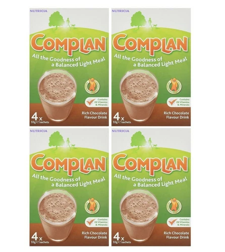Complan Rich Chocolate Flavour Drink, 4 x 55g Sachets - Pack of 4 - Picture 1 of 7