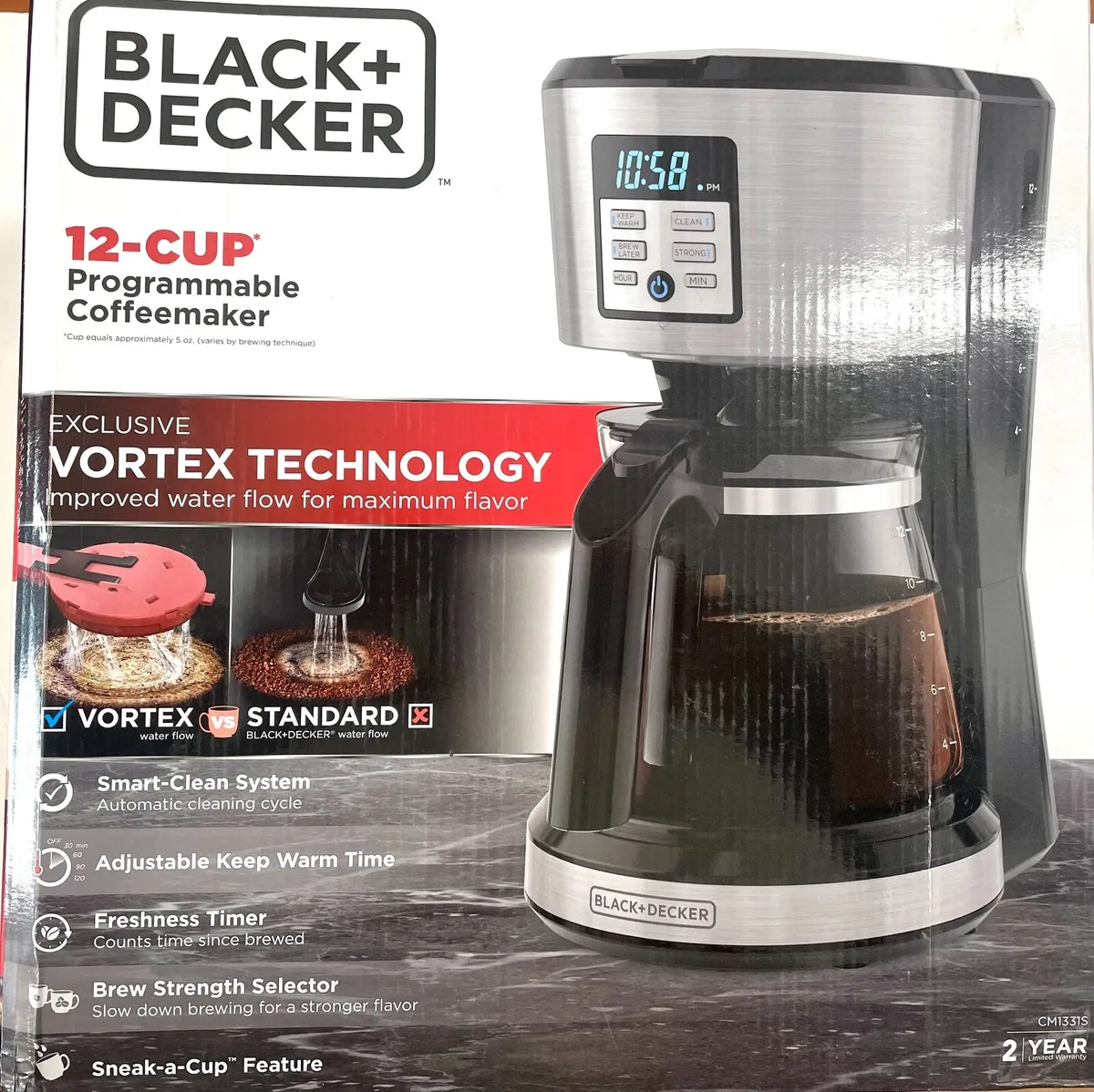 BLACK+DECKER CM1331S: 12-Cup Programmable Coffee Maker, Stainless