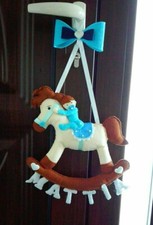 Fiocco nascita Bambino a forma di Cavalluccio, nome personalizzabile
