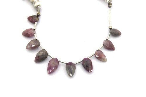 Natural Ruby Zoisite Pear shape top side drilled beads Loose Gemstone Pink Ruby - Picture 2 of 4