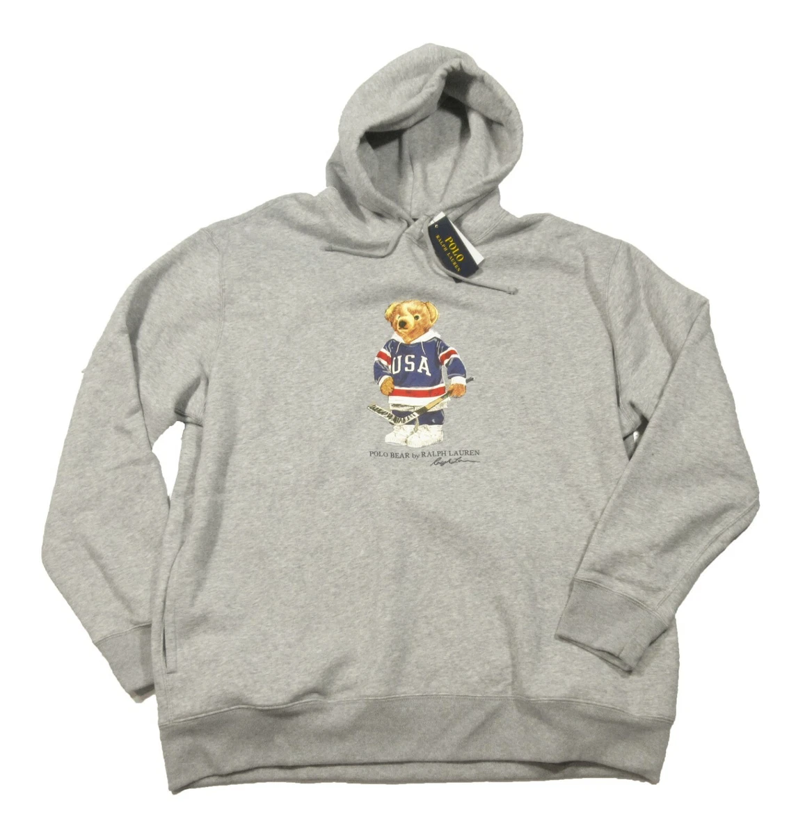 Polo ralph lauren hockey bear fleece hoodie hot sale