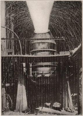 Ein Bessemer Konverter in Full Blast. Herstellung 1904 alter antiker Druck