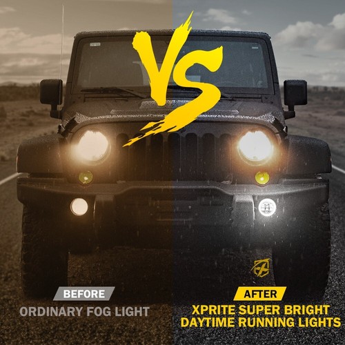 Luces antiniebla de parachoques delantero de 4 pulgadas blanco halo ojo de ángulo DRL para Jeep Wrangler 07-18 - Imagen 4 de 7