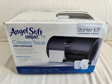 GP Compact Coreless Side-by-Side Double Roll Tissue Dispenser Black + 4 Rolls