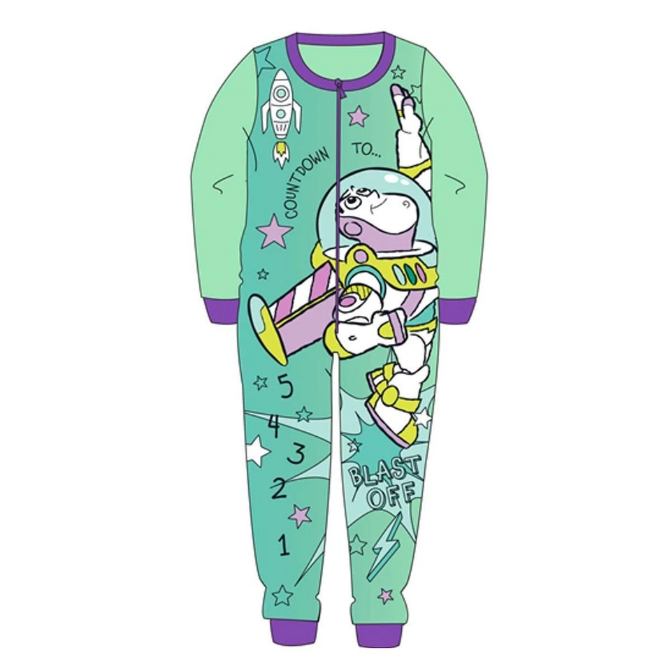 Kids Fleece All in One Boys Girls Character Childrens Pyjamas Age 1-10 Years - Image 3 of 4