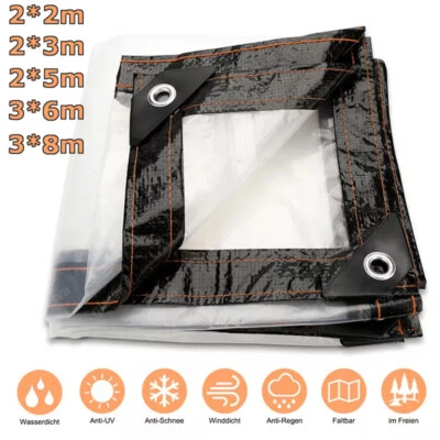 DENOTIP Transparente Wasserdichte Plane mit Ösen Schutzplane Klare Garten LKW Folie PVC
