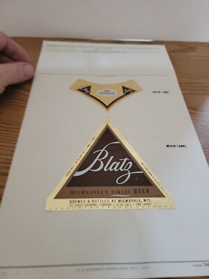 1963 Blatz Beer 32oz beer No Deposit bottle label with paper work pabst 