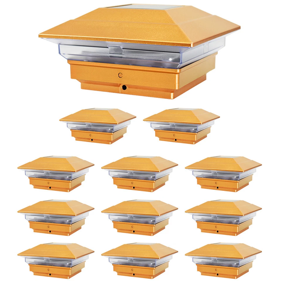 12 luces de poste solares negras bronce marrón cobre blanco 4x4 tapa cubierta cerca exterior Foto 4 de 4