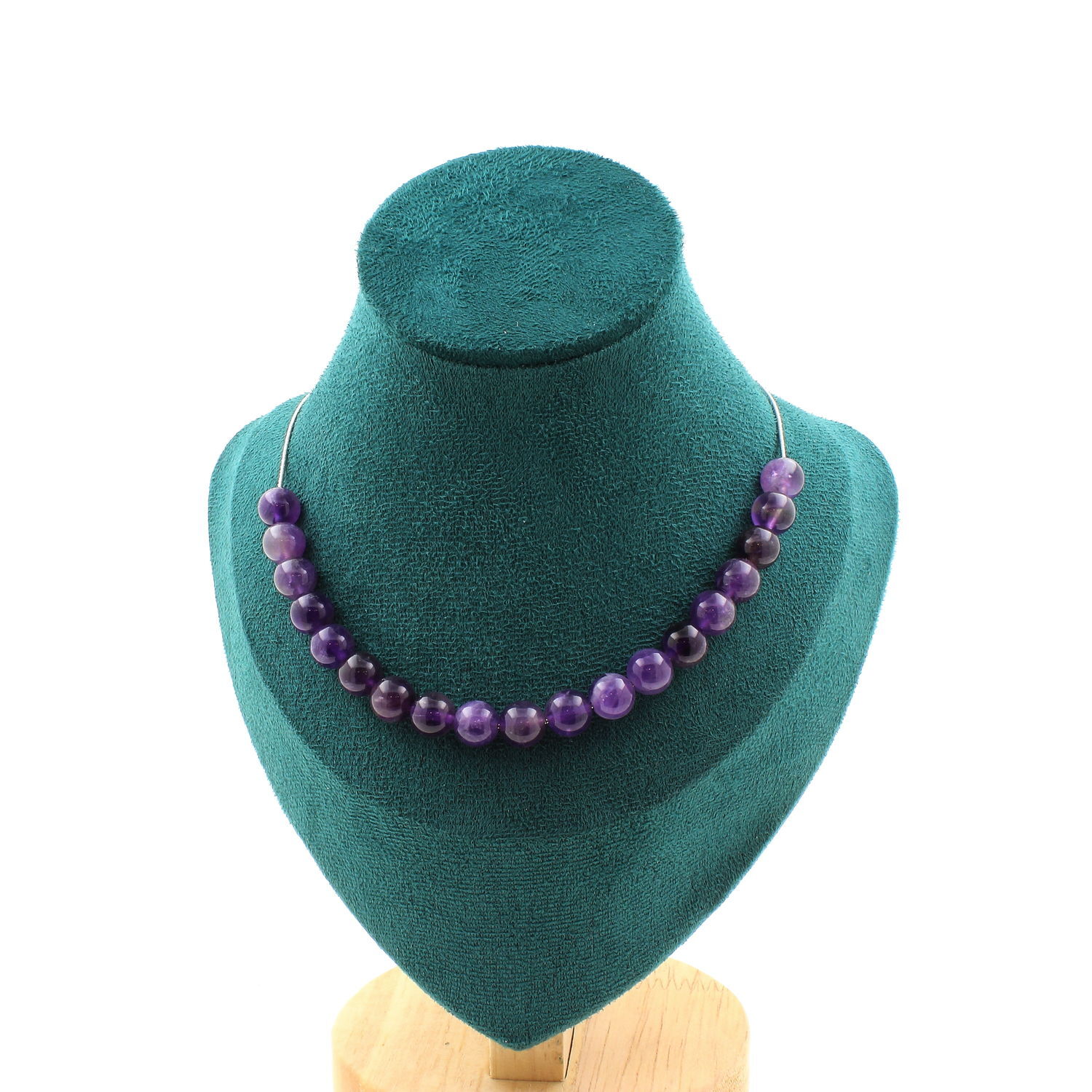 Collier améthyste 8mm anti-ternissement en acier inoxydable hypoallergénique