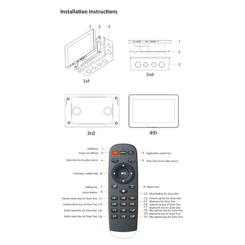 On-Wall Amplifier WIFI Touch Screen Bluetooth Android Audio 7" Background Music - Picture 12 of 24