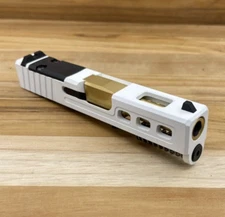 For Glock 43 43x WHITE Complete Slide Lighting Port RMSc PORTED GOLD TIN Barrel