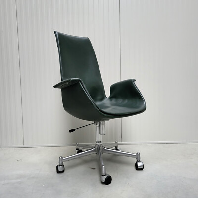 1x Kastholm FK6725 BIRD Chair Tulip Bürostuhl Walter KNOLL Leder GRÜN
