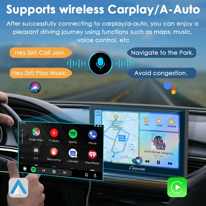 Carpuride 2+32G 9"Touchscreen Apple Carplay Car Stereo Android Auto Apps Install - Image 3 of 4