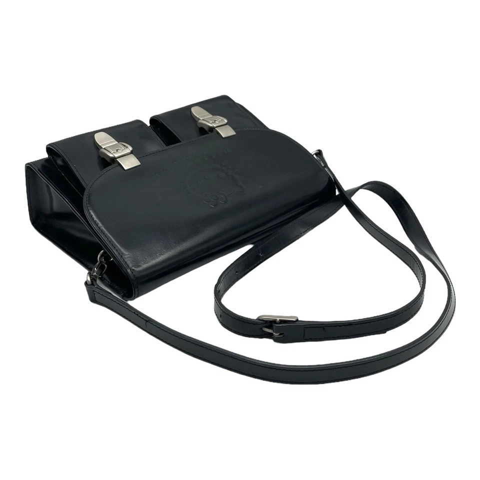 SANRIO Hello Kitty Bolso Mensajero Maletín 3WAY Cuero Negro De Colección Raro 1990' Foto 4 de 4