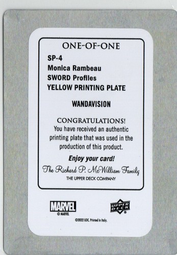 WandaVision Yellow Printing Plate SWORD Profiles SP-4 Teyonah Parris as Monica - Picture 2 of 2
