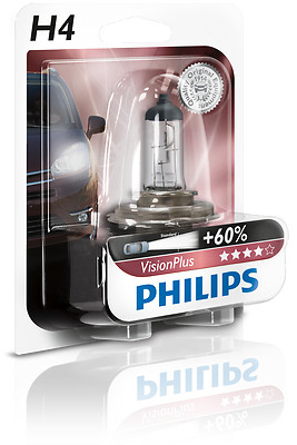 H4 Birne Philips Vision Plus 60/55 Watt 12V Frontlampe Scheinwerfer +60% PKW