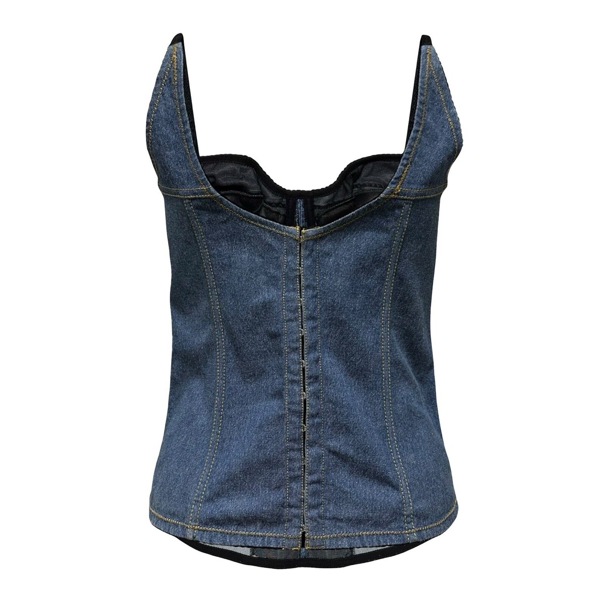 新品:CALNAMUR GLITTER DENIM RIBBON BUSTIER Rhinestone Diamond Sequin Denim bootcut jeans Shaper Corset