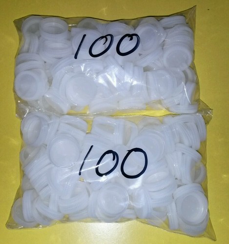 Lot Of 200 White Clear Water Bottle Plastic Screw Caps Arts And Craft Supplies