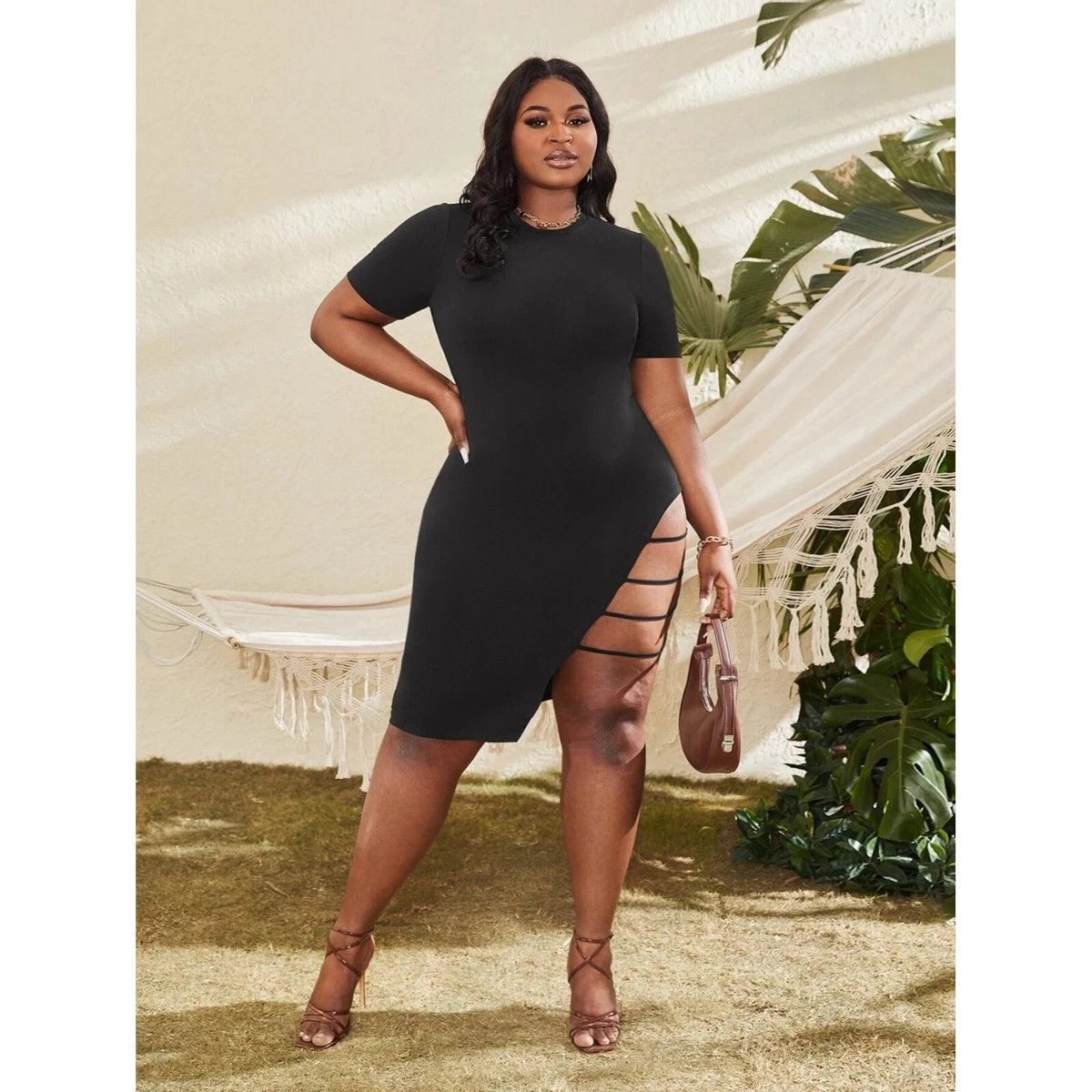 Shein plus size black mesh dress, Women's Fashion, Dresses & Sets