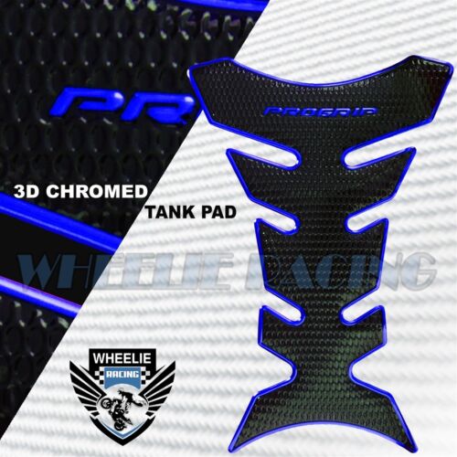 CHROMED BLUE PRO GRIP FUEL TANK PAD+6"BLACK 3D YAMAHA LOGO+LETTER EMBLEM STICKER - Picture 3 of 6
